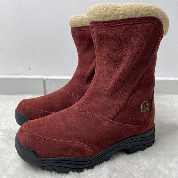 Sorel Shoes - Sorel #NL1964 Women's Red Brown Waterfall Waterproof Boots Shoes Size 8